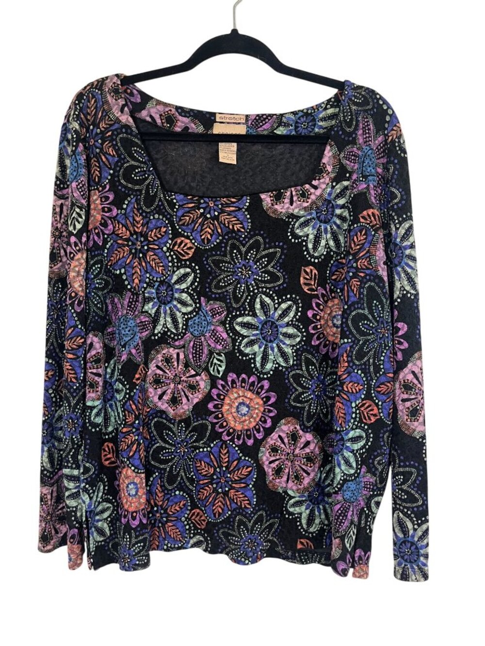 Colorful Floral Top 1X Boho Indie Fairy Hippie Cottage Festival Forest Whimsical